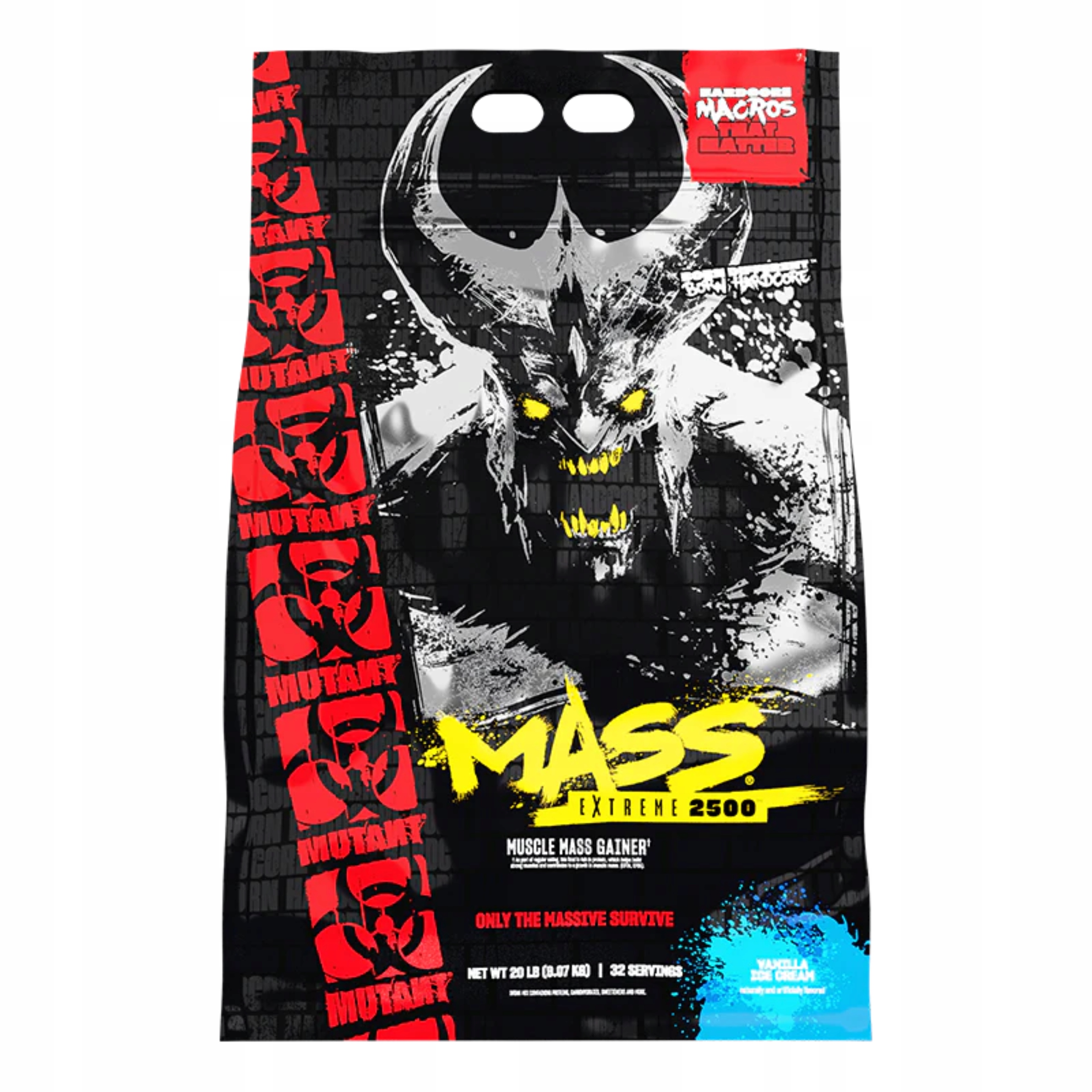Gainer Mutant Mass XXXtreme 9 kg Vanilka Svalová hmota Bílkoviny 30 g Porce