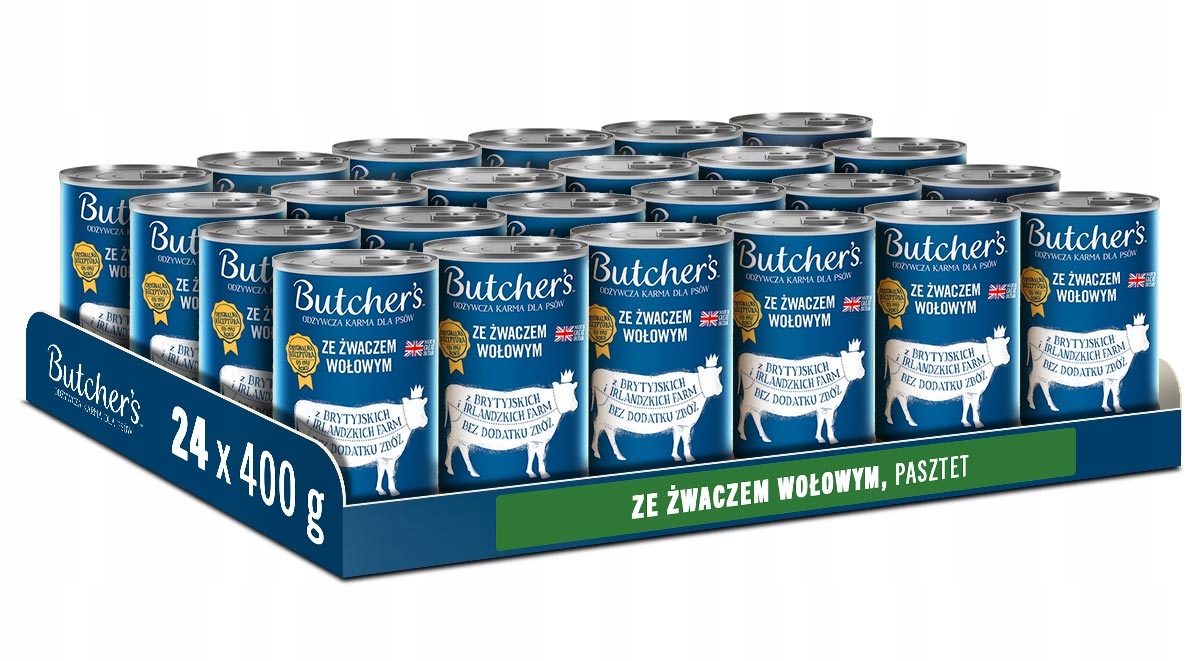 Mokra karma dla psa Butchers Original ze żwaczem pasztet 24x400g