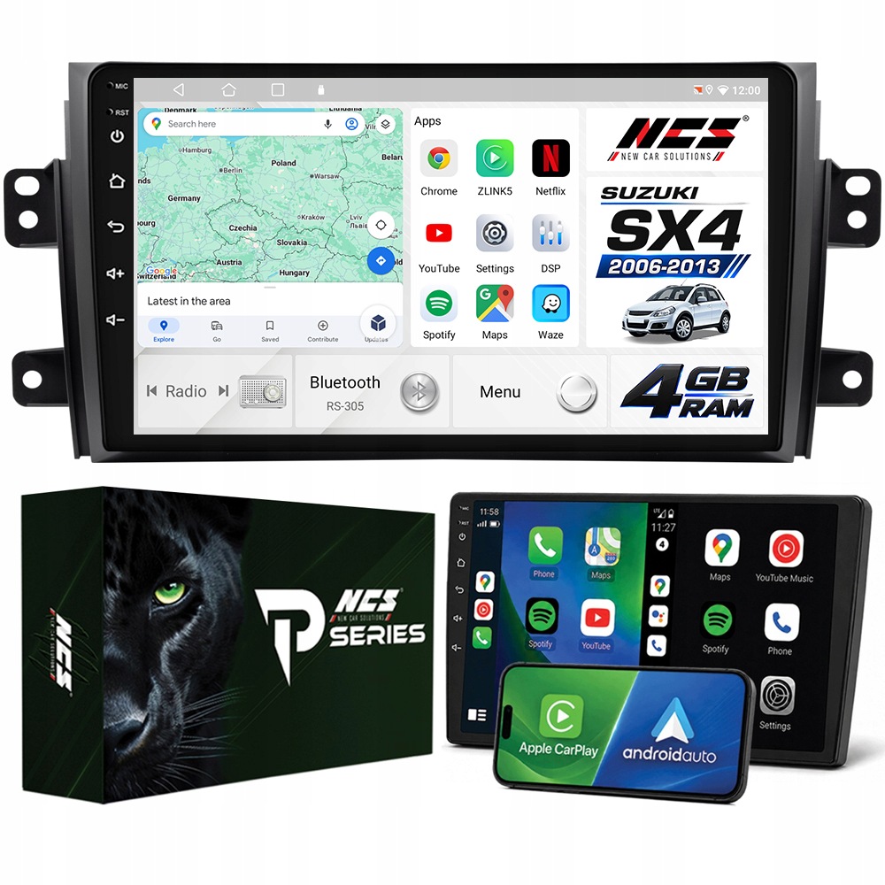 Radio Navigácia Android RS-305 Suzuki SX4 2006-2013 4GB 9"