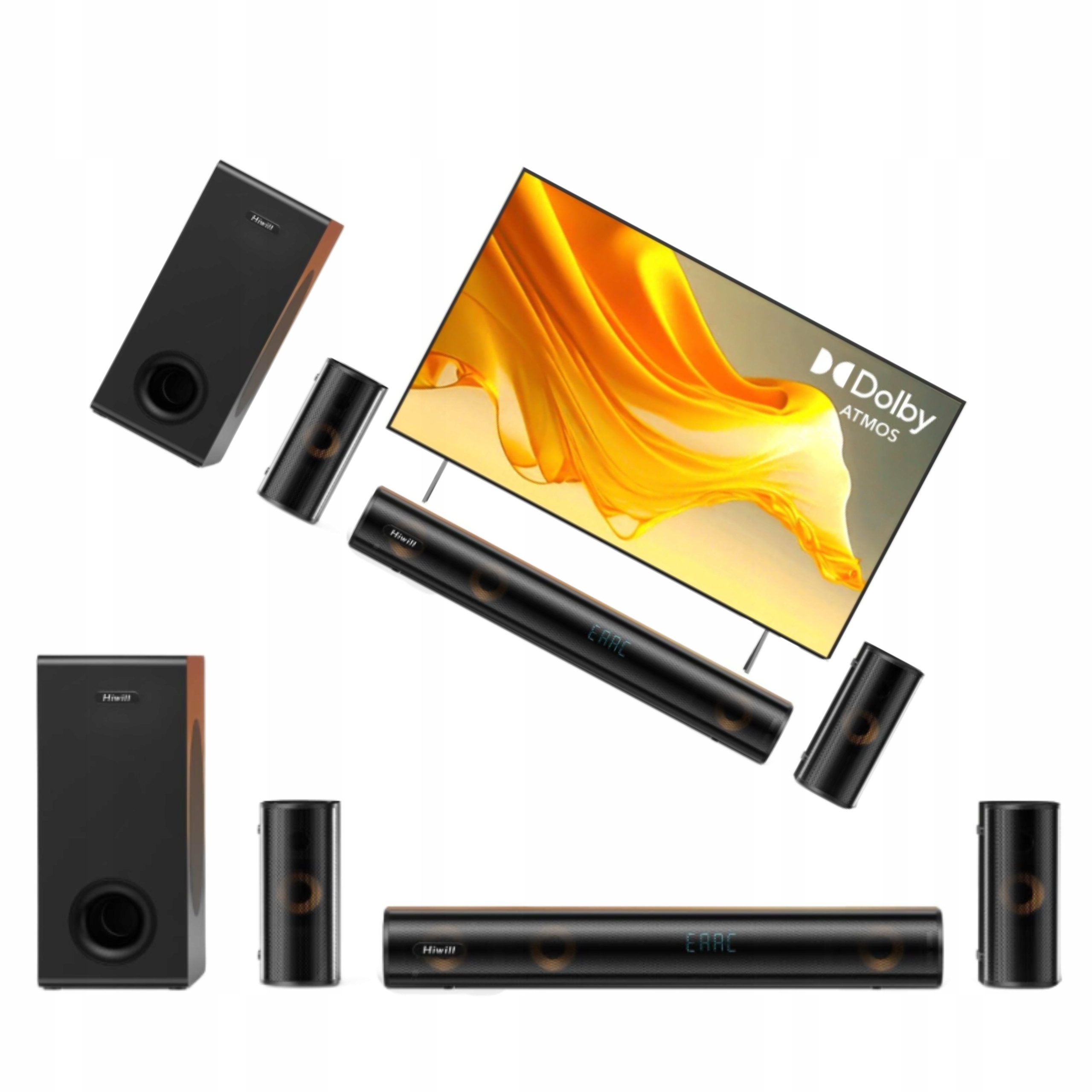 Soundbar Hiwill 5.1 Dolby Atmos Subwoofer 5.25 palců 380 W Reproduktory A51