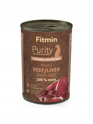 5x Fitmin Dog Purity Konzerva Hovězí s Játry 400g