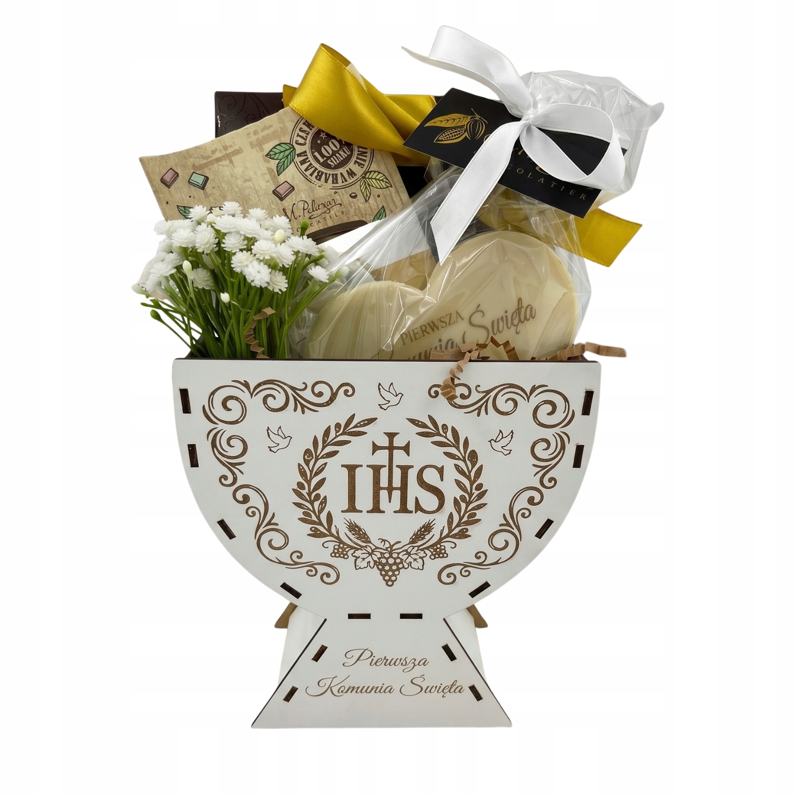 Sada pro první svaté přijímání – s čokoládou, srdcem s potiskem a pralinkami