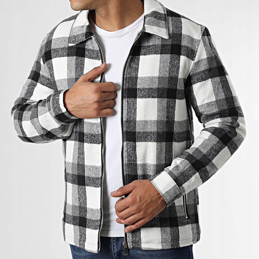 Pánská košile Denní Mikina Bunda s podšívkou Mřížka Regular