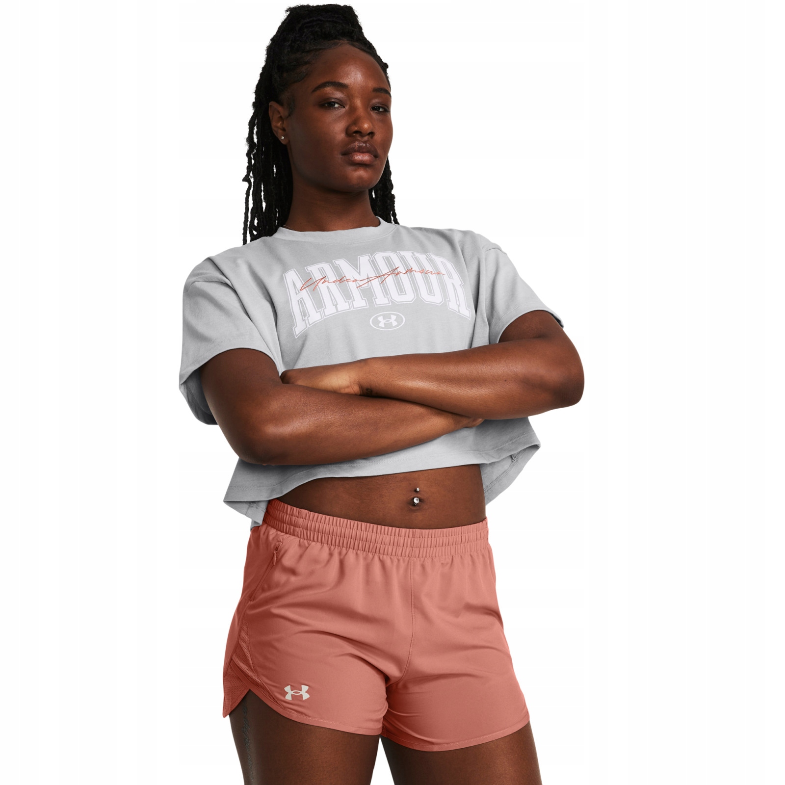 Dámské tričko Under armour ua hw scripted wm crop ss-gry