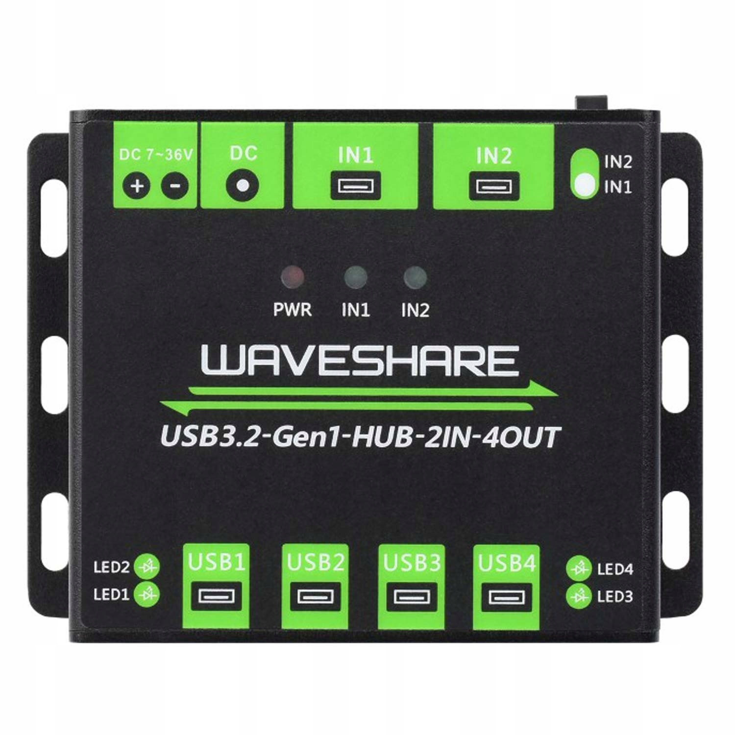 Hub Usb 3.2 przemysłowy 2IN-4OUT koncentrator Waveshare dual host 5GB/s