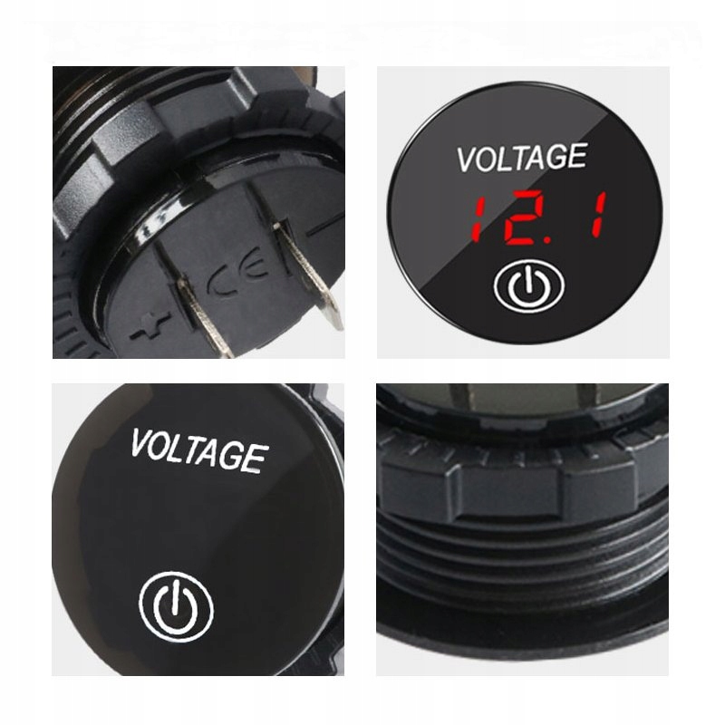 WSKAŹNIK MIERNIK NAPIĘCIA WOLTOMIERZ VOLTOMIERZ LED 12V 24V DOTYKOWY BLUE Model NIEBIESKI