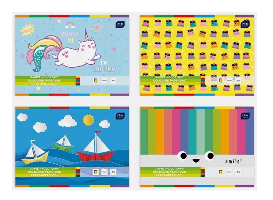 INTERDRUK Papier kolorowy A4 10 kolorowych kartek 115g Marka Interdruk