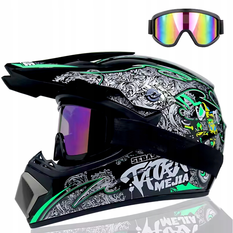Kask off-road na hulajnogę Full Face M 57-58 cm gogle Grafity