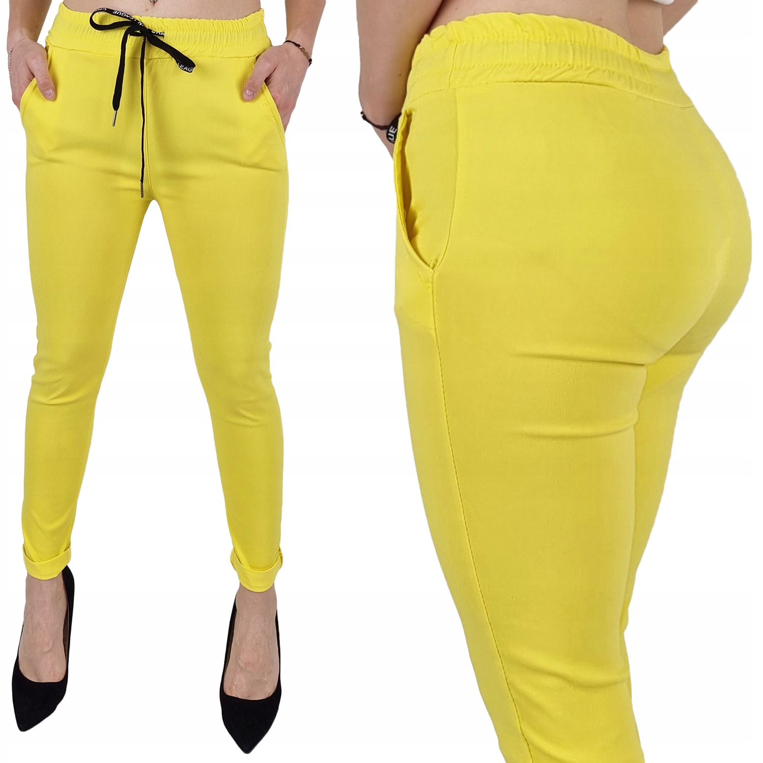 ELASTYCZNE - SPODNIE - DAMSKIE - CYGARETKI -GUMKA