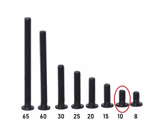 ŚRUBA ŚRUBKA M5x10 mm V-SLOT T-SLOT M5 10 mm CZARNA Z PŁASKIM ŁBEM - 25 szt Producent Matik