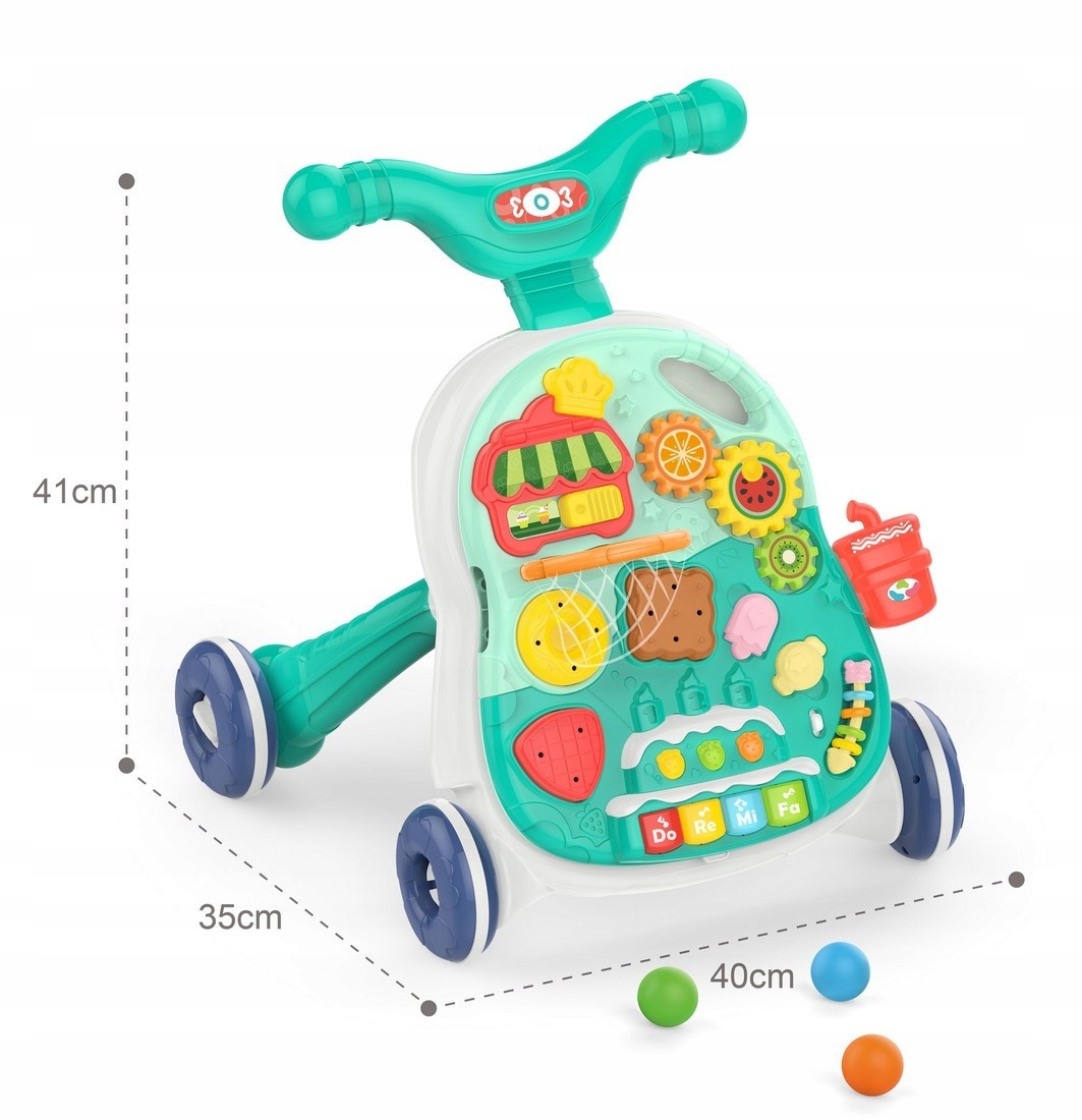 CHODZIK PCHACZ INTERAKTYWNY STOLIK JEŻDZIK PANEL EDUKACYJNY 2W1 PIANINKO Minimalny wiek dziecka 2