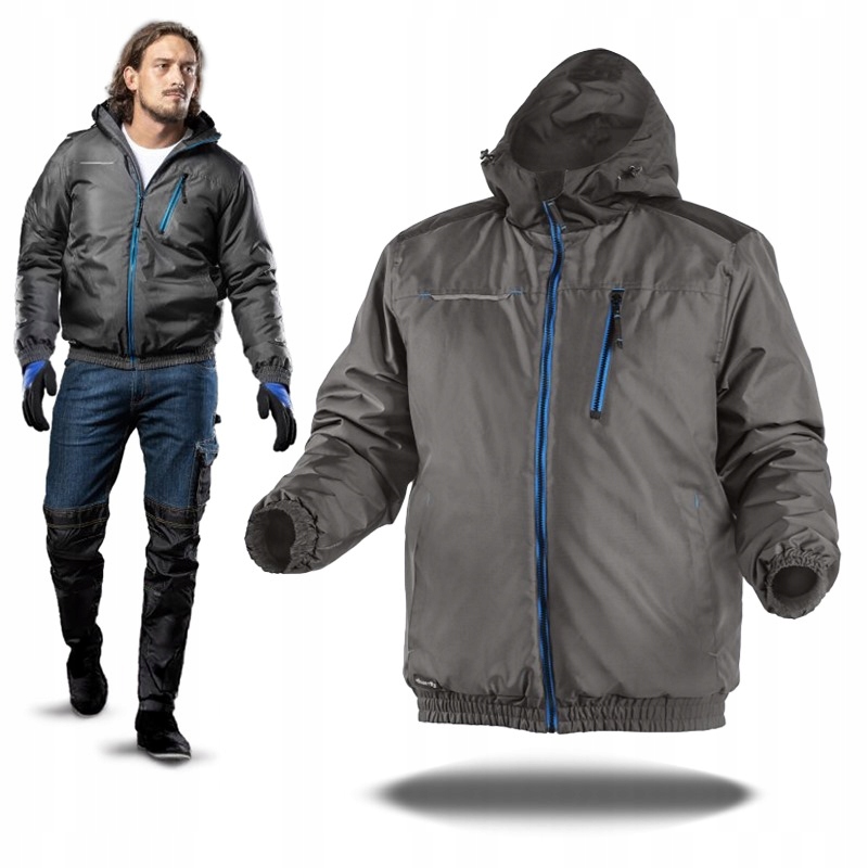 Zimní Bunda Pracovní Zateplená Bunda Bomber Voděodolná S Kapucí