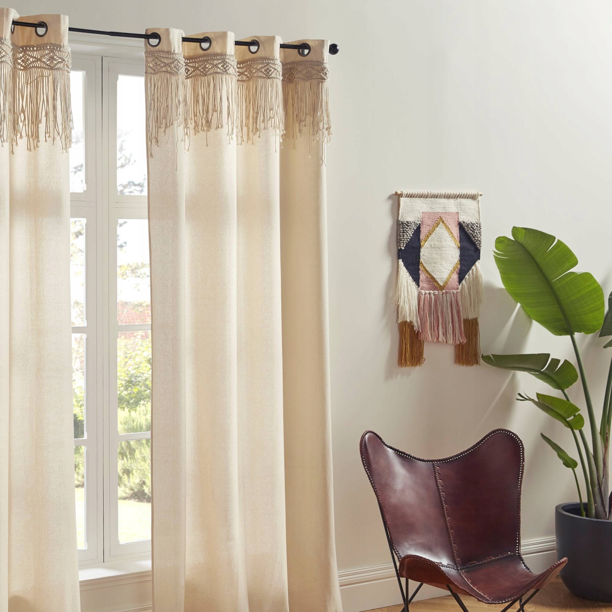 

Zasłona Gotowa z makramą Boho styl 140x260 cm