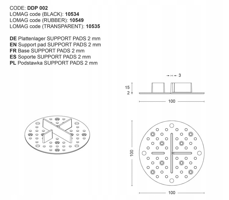 Podkładki pod płyty tarasowe 2 mm - 4 szt. Rodzaj podest tarasowy
