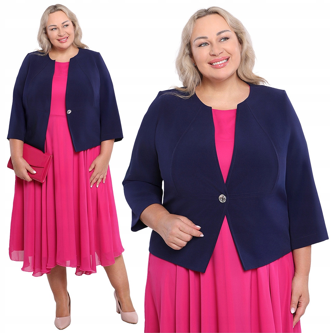 Tmavě modré sako s ozdobným knoflíkem 60