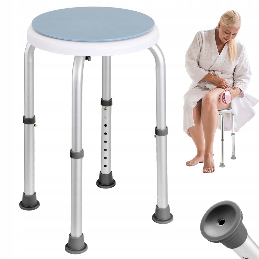 Taboret Obrotowy Stołek Siedzisko Obrót 360° Do Wanny Pod Prysznic 36-52 CM