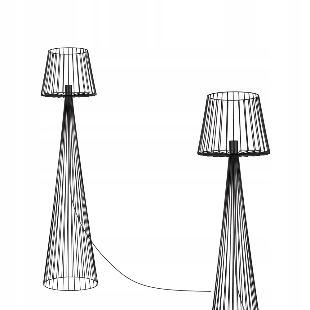 Lampa podłogowa metalowa druciany klosz nowoczesna Soul Black na E27 Kaja