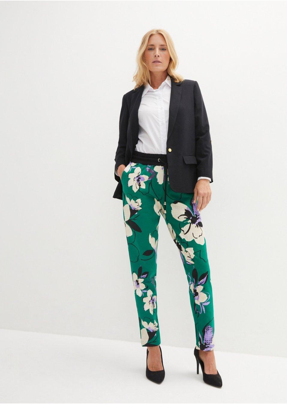 SPODNIE DRESOWE Z KWIATOWYM NADRUKIEM BONPRIX 44 Długość nogawki długa