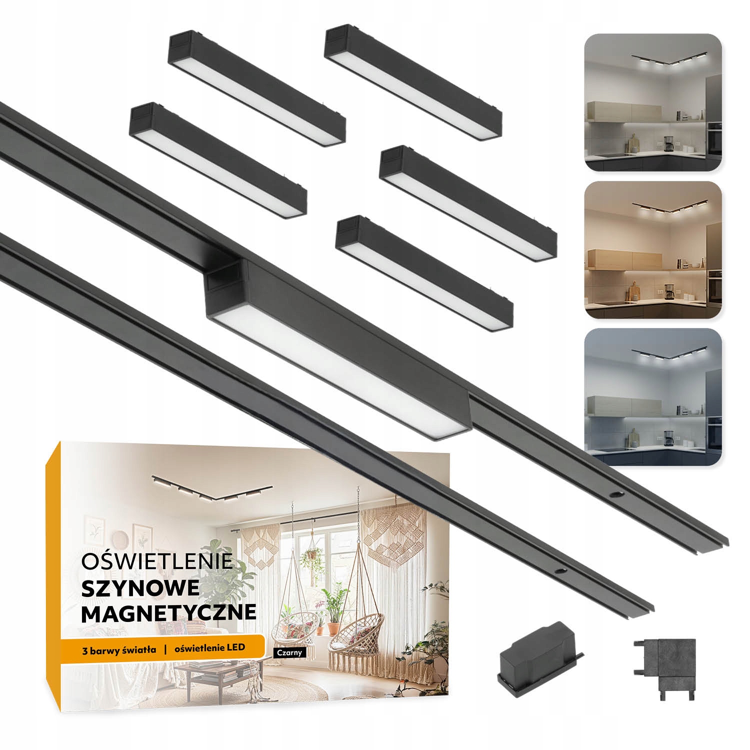 Magnetické koľajnicové osvetlenie 2x Lišta 1 m 5x 10 W Led lampa 3CCT