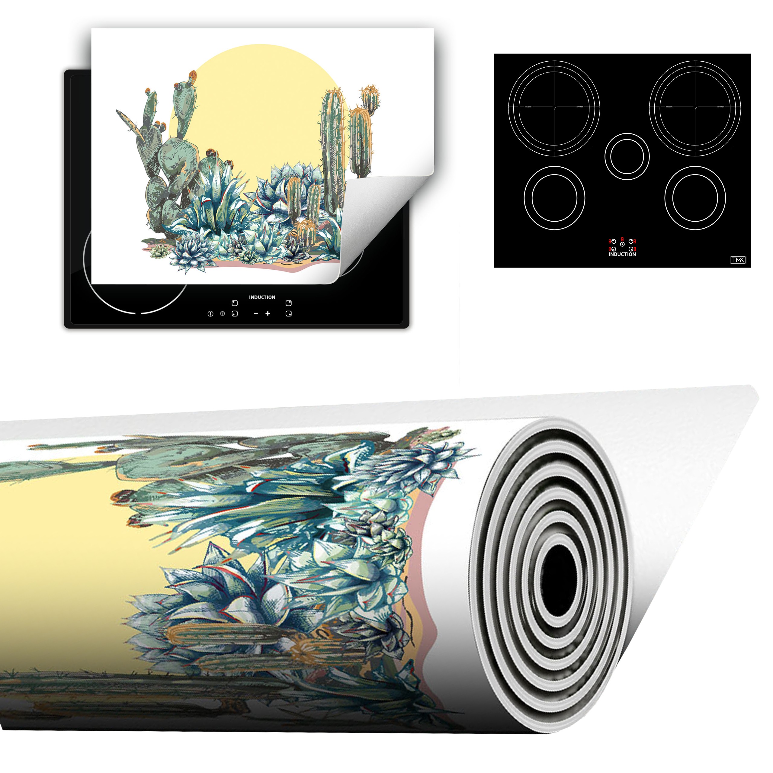 Vinylová Podložka Do Kuchyně Více Místa 70x52 Kaktusy slunce