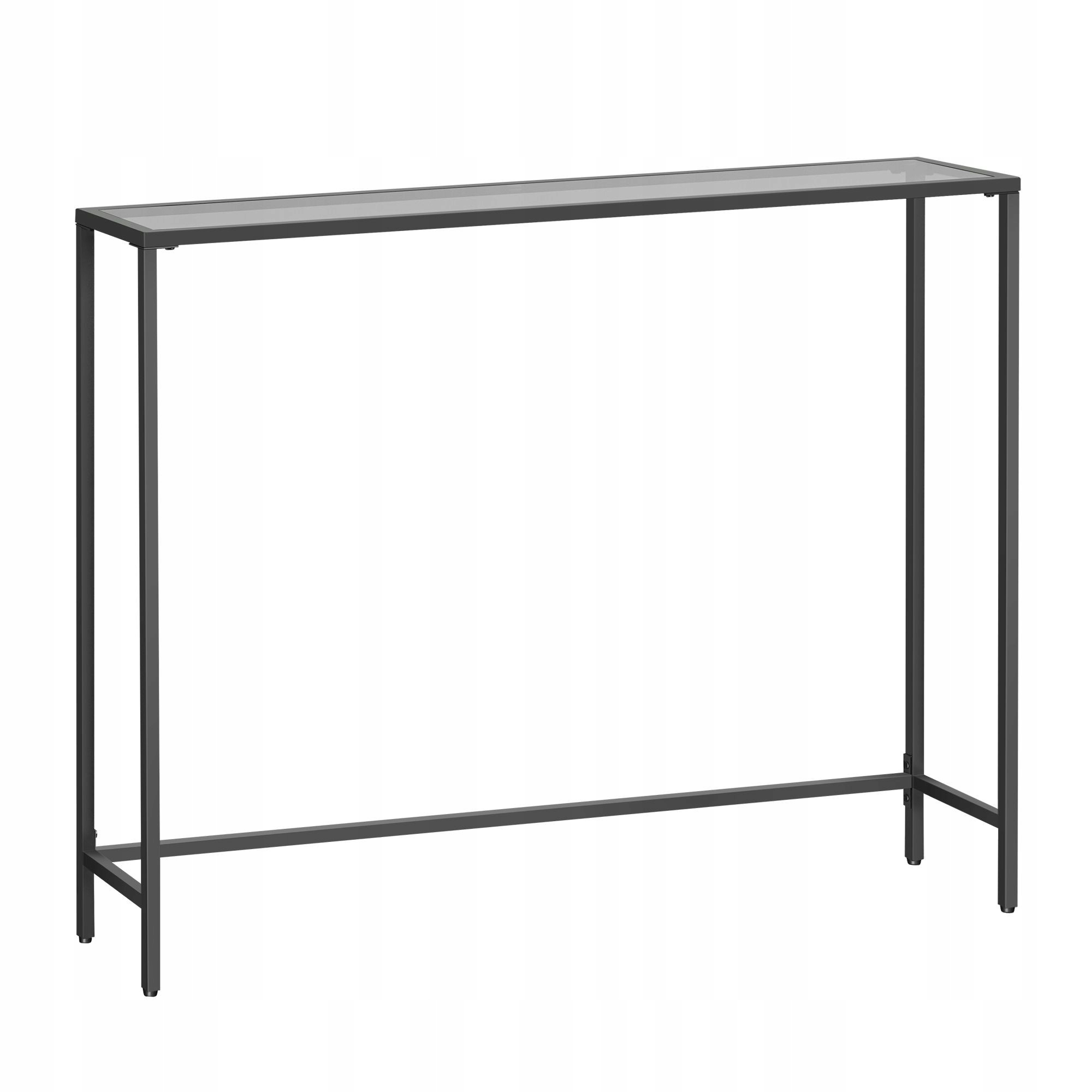 Funkčný konzolový stolík, čierny, z tvrdeného skla a ocele