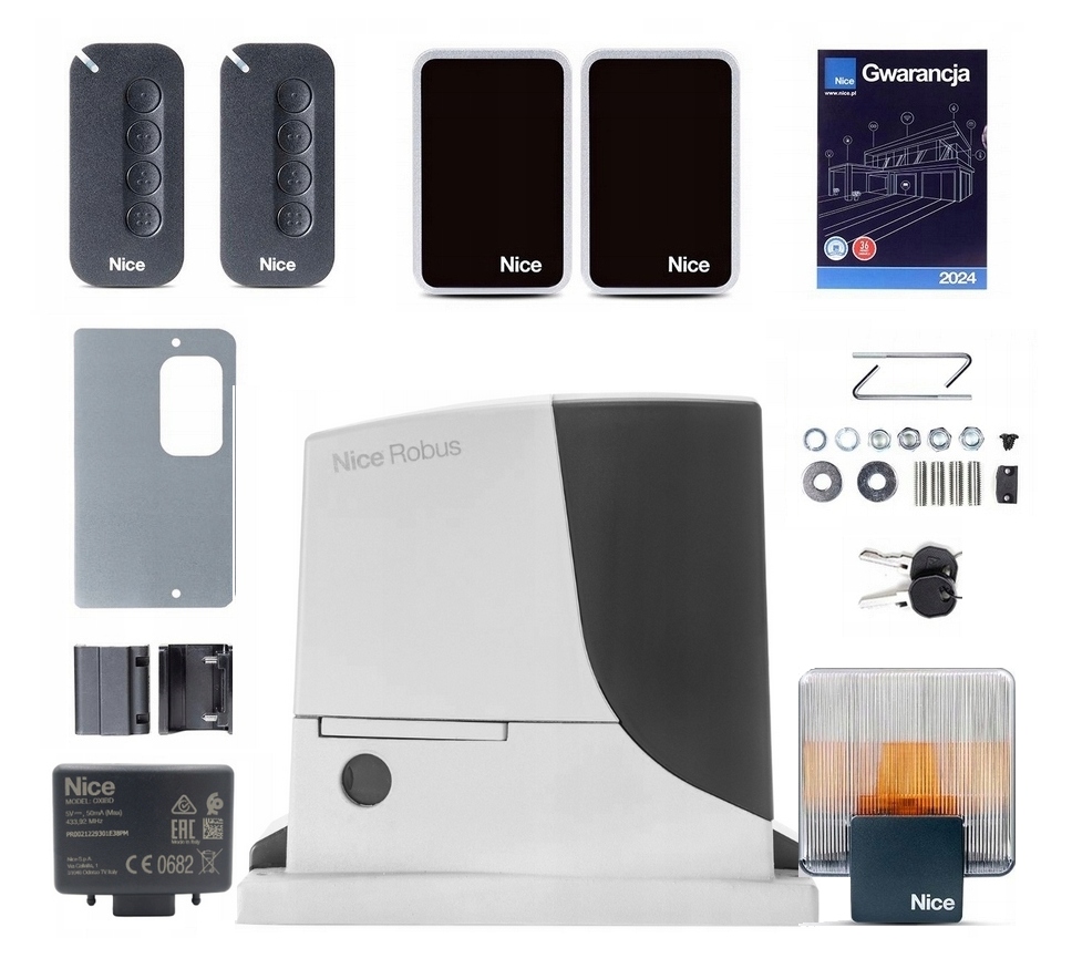 Napęd do bramy przesuwnej Nice Robus 600 Zestaw Piloty Lampa RB600