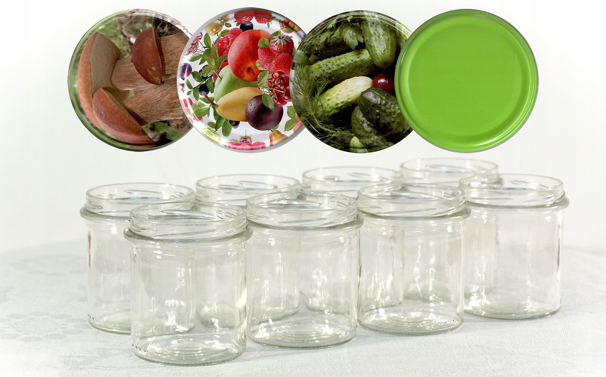

8x Słoik 0,37L 370 ml z kolorową zakrętką