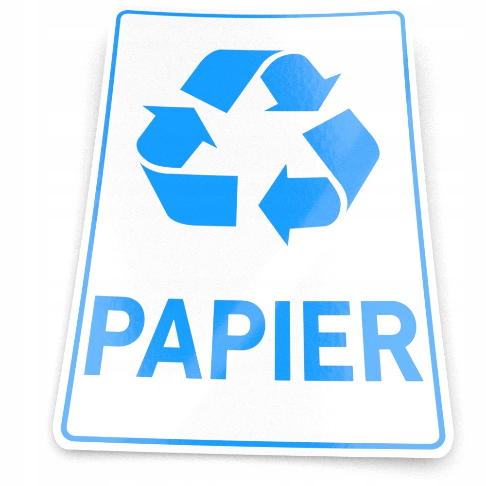 Naklejka wodoodporna segregacja na kosz pojemnik śmieci PAPIER 30 cm