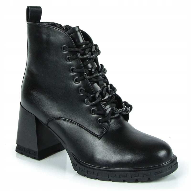 S.barski CR8120 Kotníkové Boty Sloupek Kůže Lico Černé 39