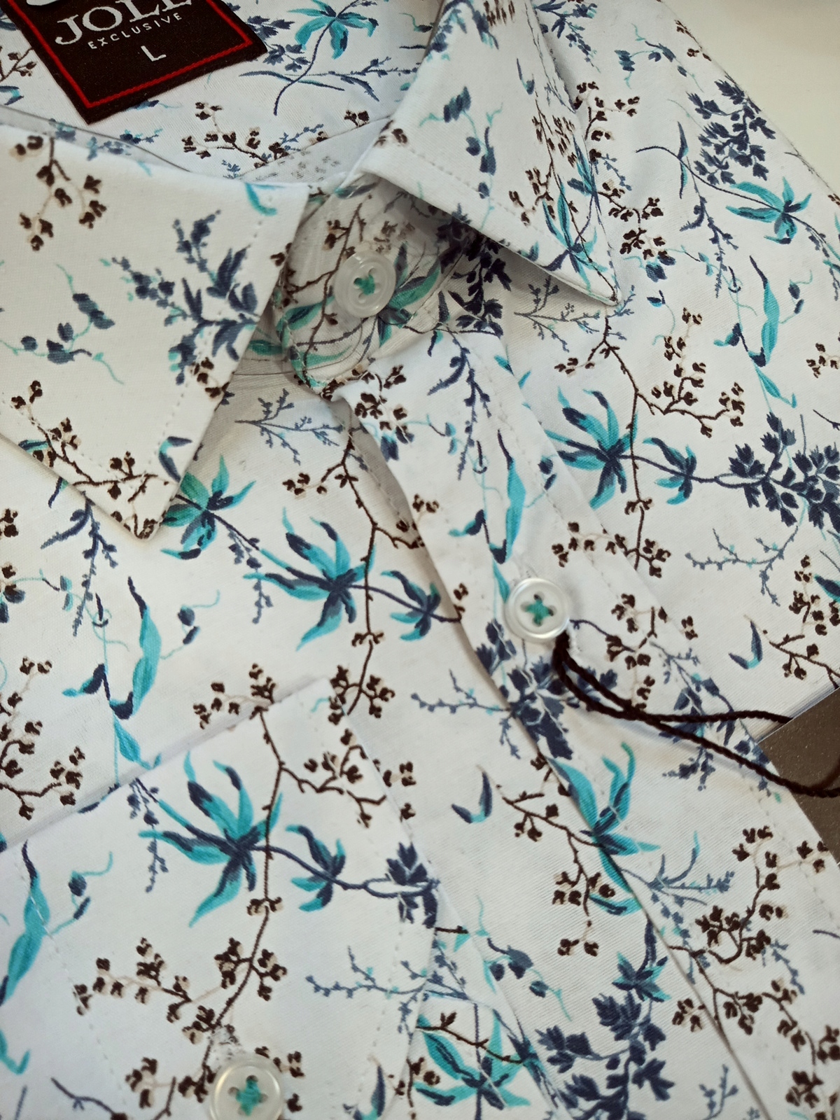 Jole pánská košile bílá s modrými květy dl. rukáv Medium r.M 176/182