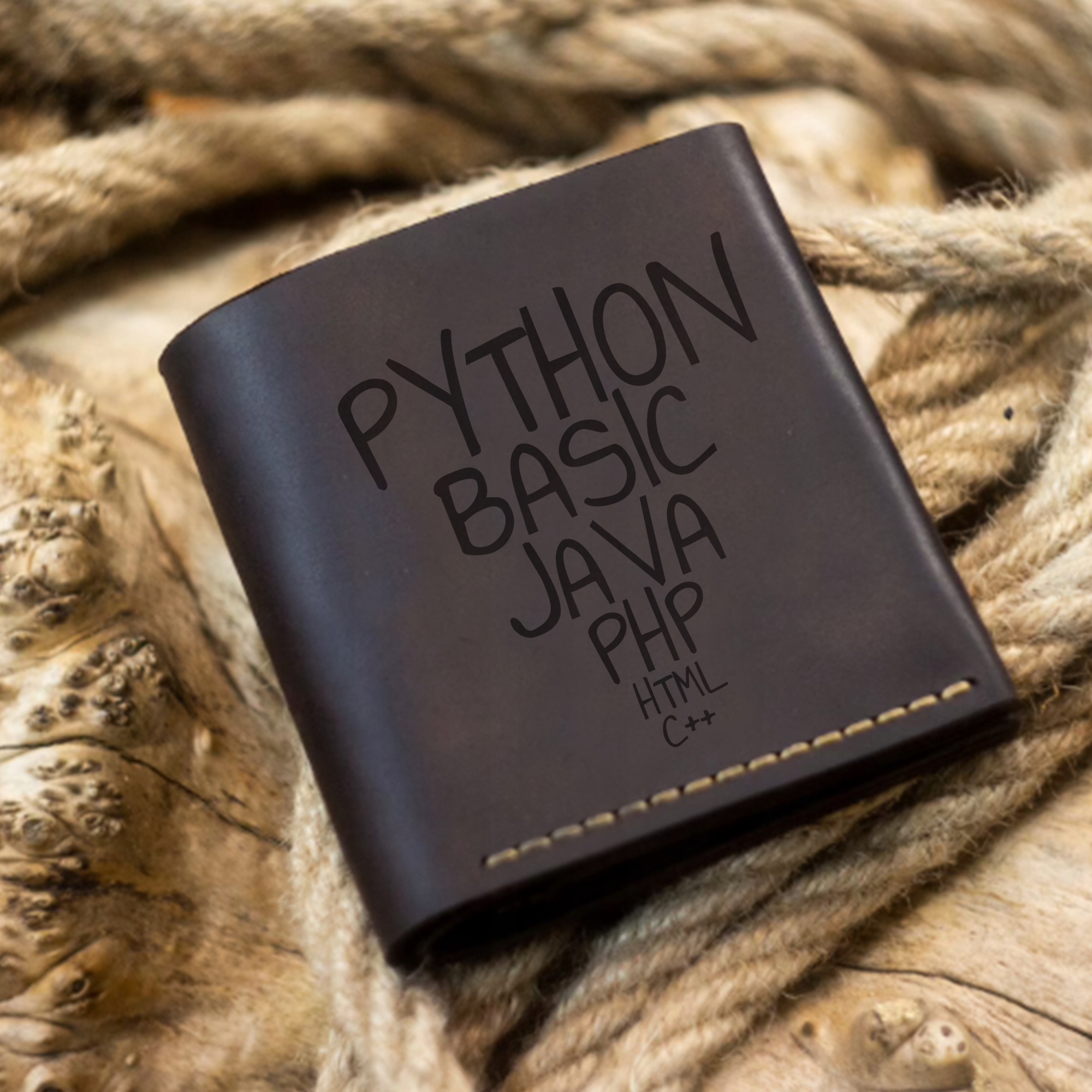 dárek pro programátora Peněženka z kůže s gravírováním