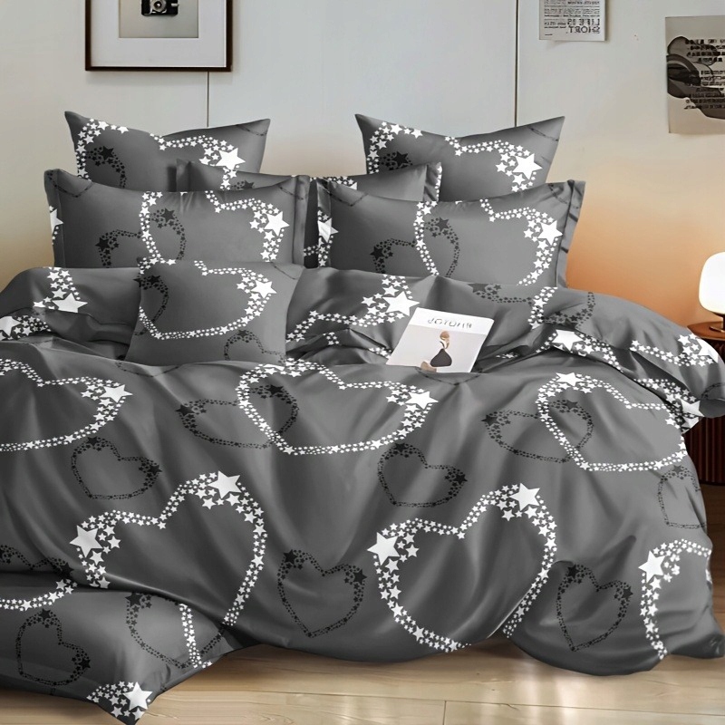 Sada povlečení s povlečením 200 x 220 cm, vzor hvězd a srdcí