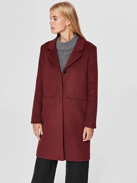 Elegantní Klasický Vlněný Dámský Kabát Slfboa Rouge 38 Selected Femme