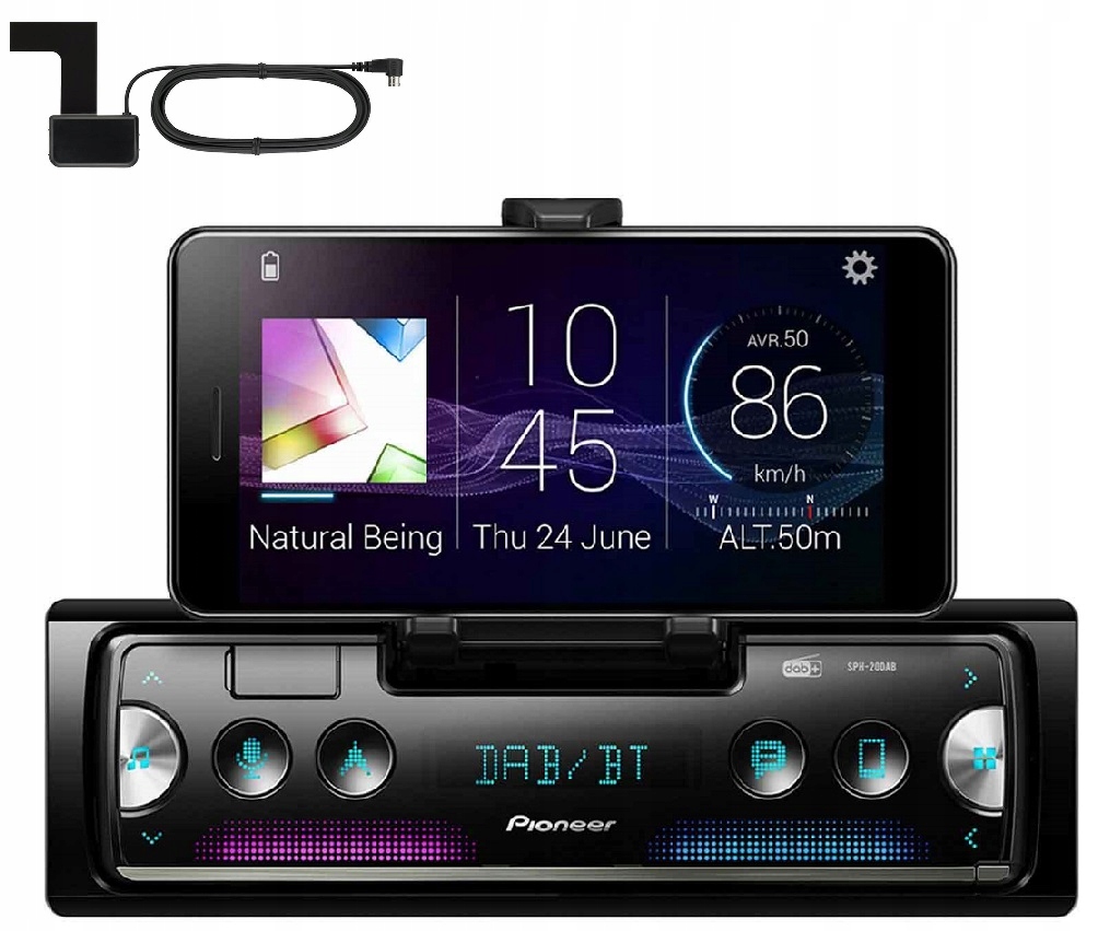 Pioneer SPH-20DAB Bluetooth autorádio držiak na telefón +++ anténa