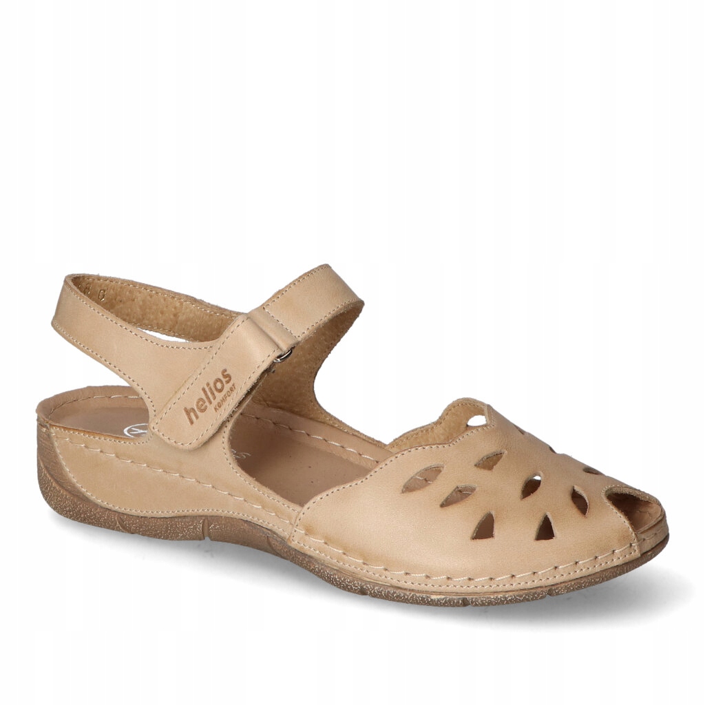 Elegantní béžové sandály Helios 4011 Nubukové na klínku 39