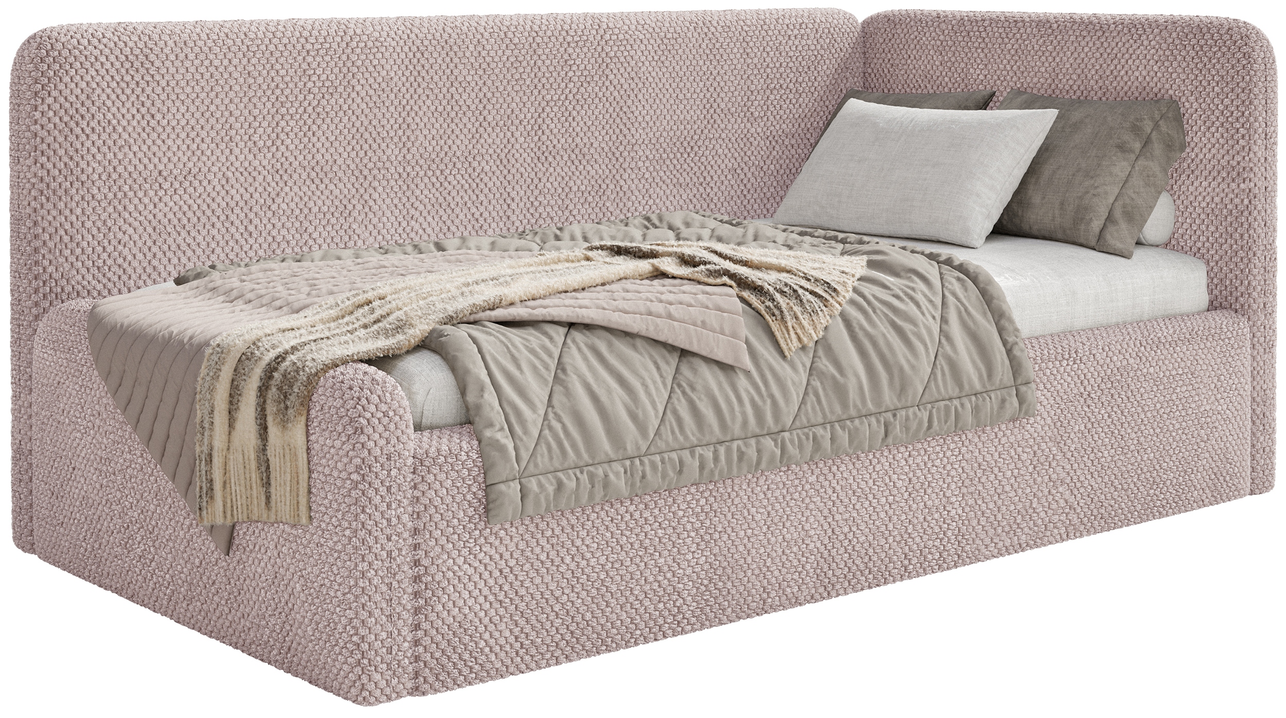 Postel pro mláděž 90x200 cm Fanklo pudrová růžová plyš matrace pravá