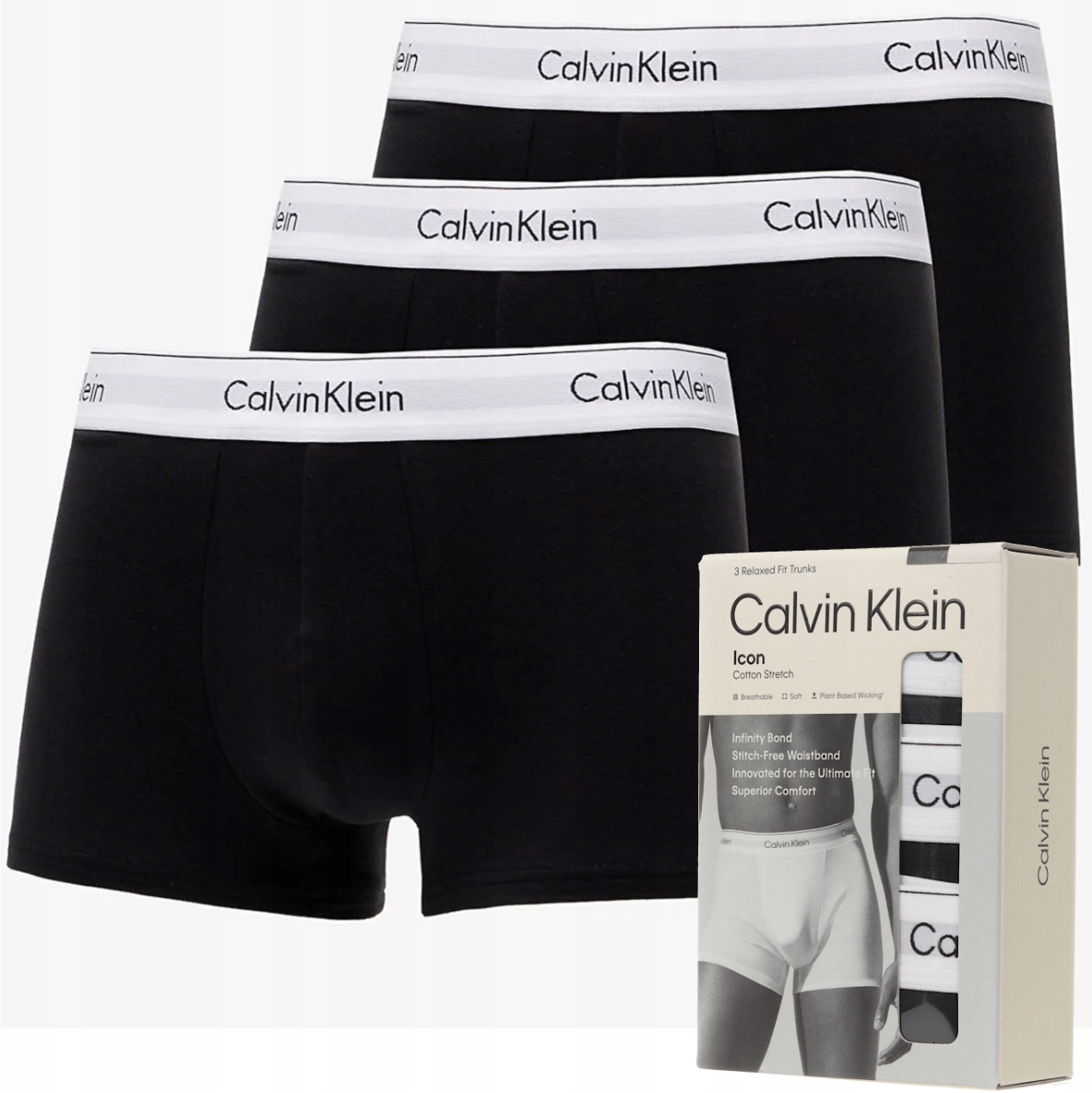 Bokserki Calvin Klein męskie czarno-białe bawełniane rozmiar M 3 szt.