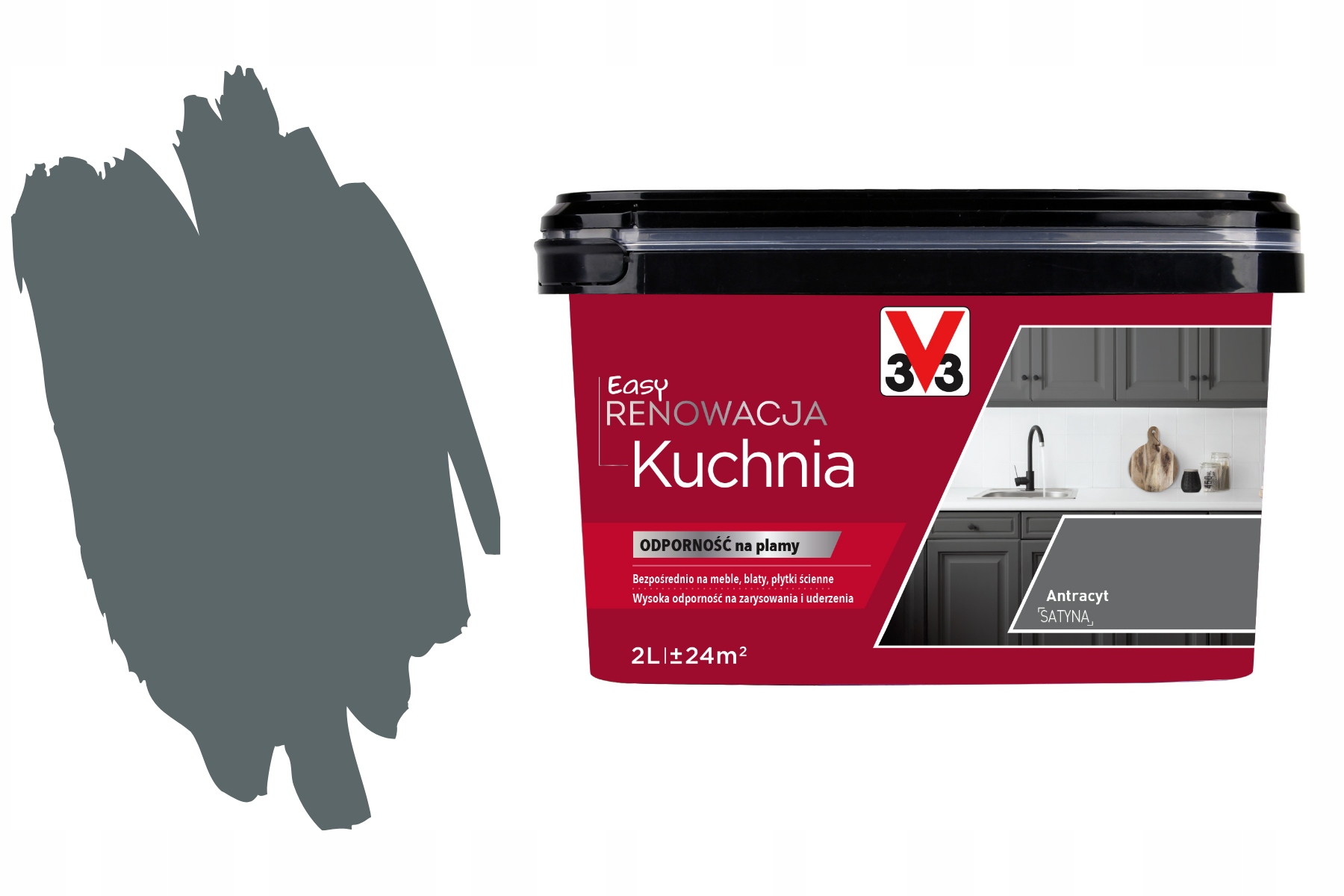 3V3 Easy Renovace Pvc Kafli Kuchyně Rychlá Obnova Boazerie Antracit 2000ML