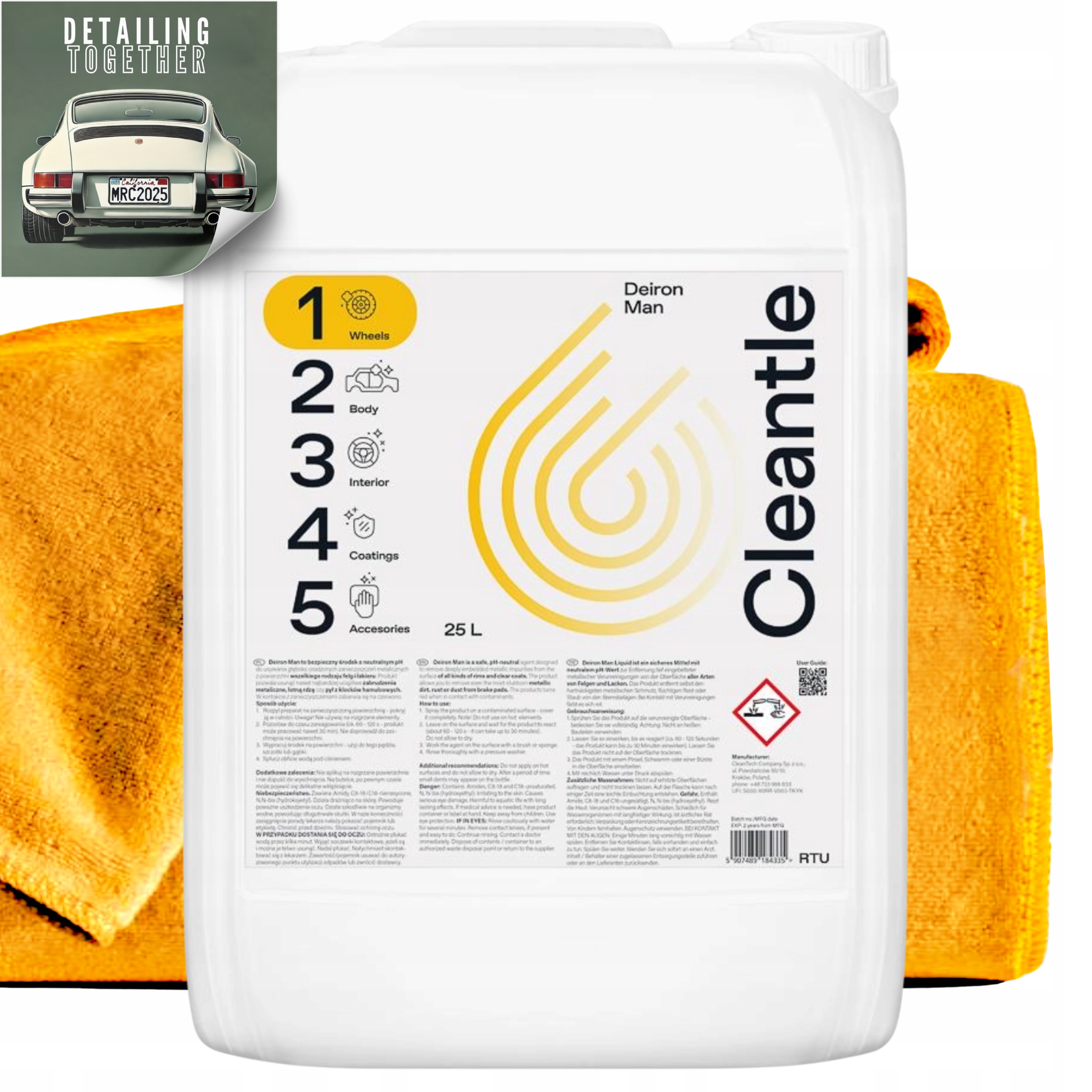 Cleantle Deiron Man 25L Deironizer na lakovanie Krava Kolesá Bezpečná tekutina