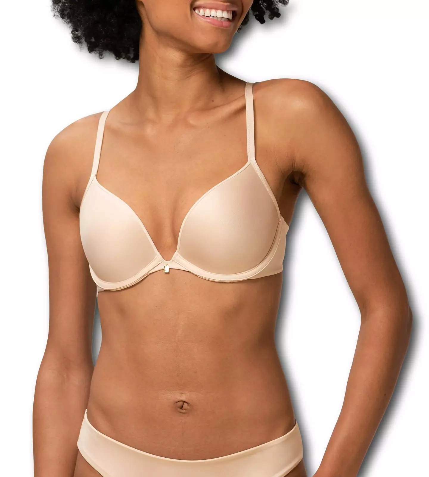 Biustonosz Triumph beżowy Body Make-Up Essentials WHU push-up miękki z fisz Rozmiar 75B