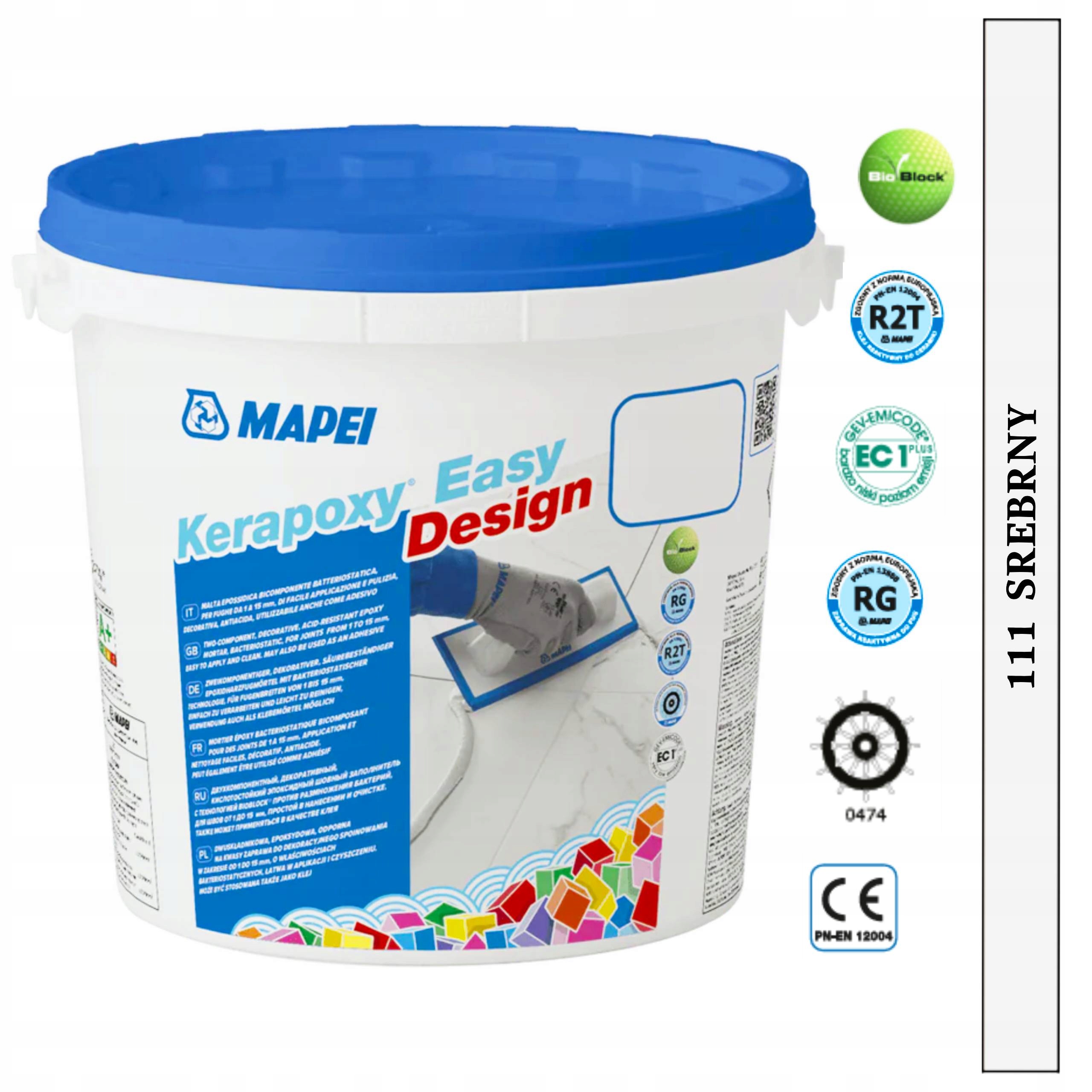 Mapei Epoxidová fuga Kerapoxy Easy Design 3 kg Kyselinovzdorná 111 Stříbrná