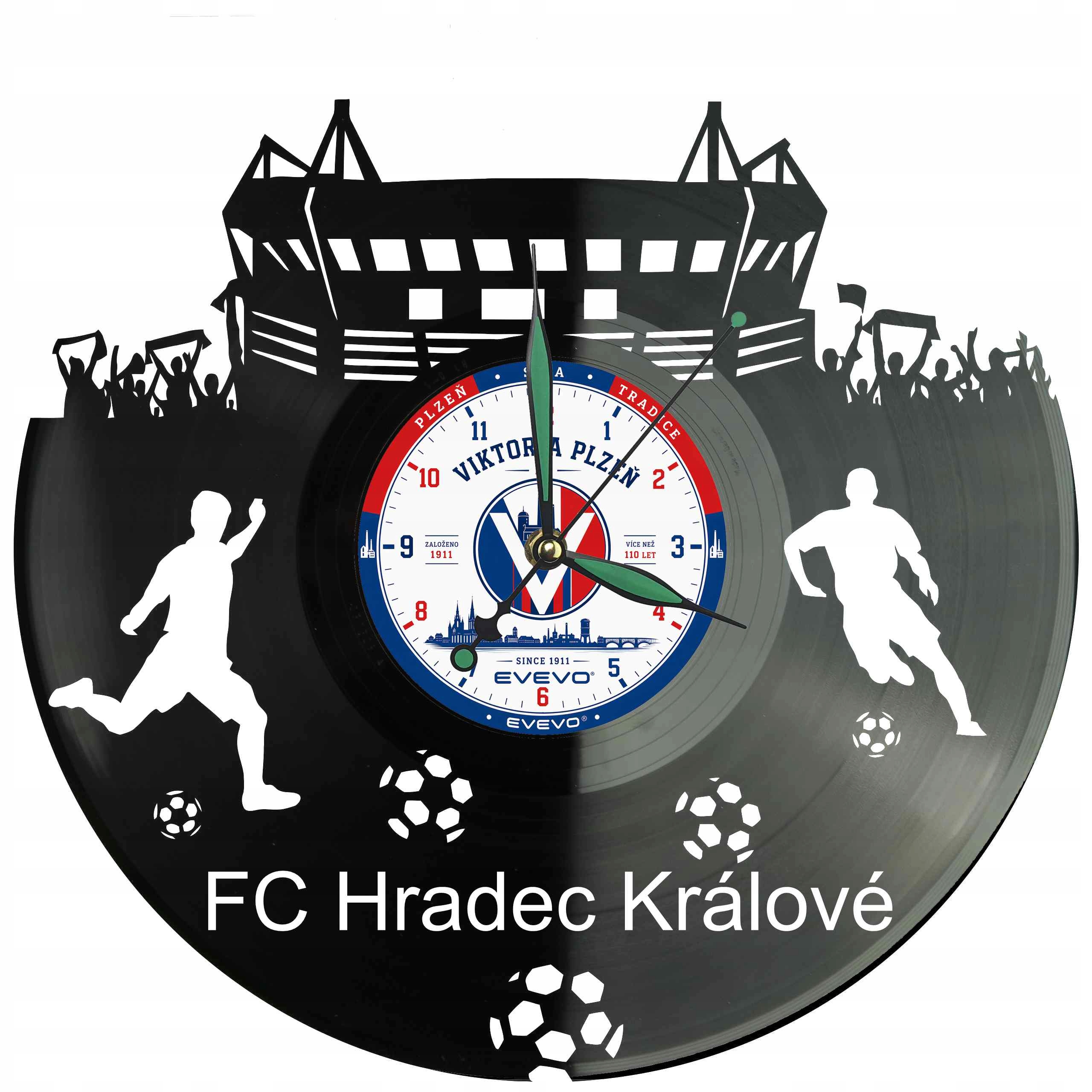 Fc Viktoria Plzeň Nástěnné hodiny Vinylová deska Moderní dekorativní