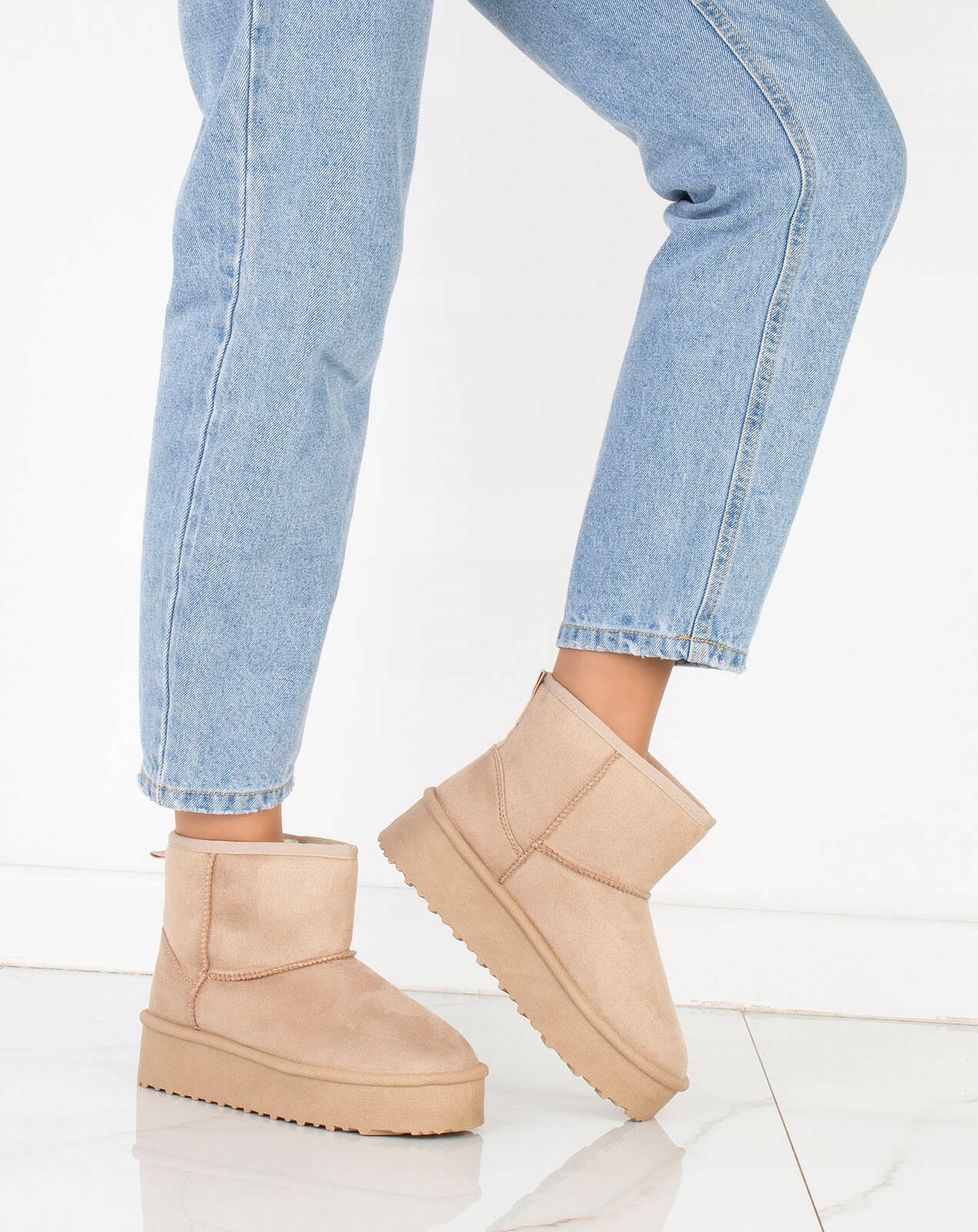 ŚNIEGOWCE BEŻOWE OCIEPLANE BOTKI PLATFORMA 39 Kolor beżowy