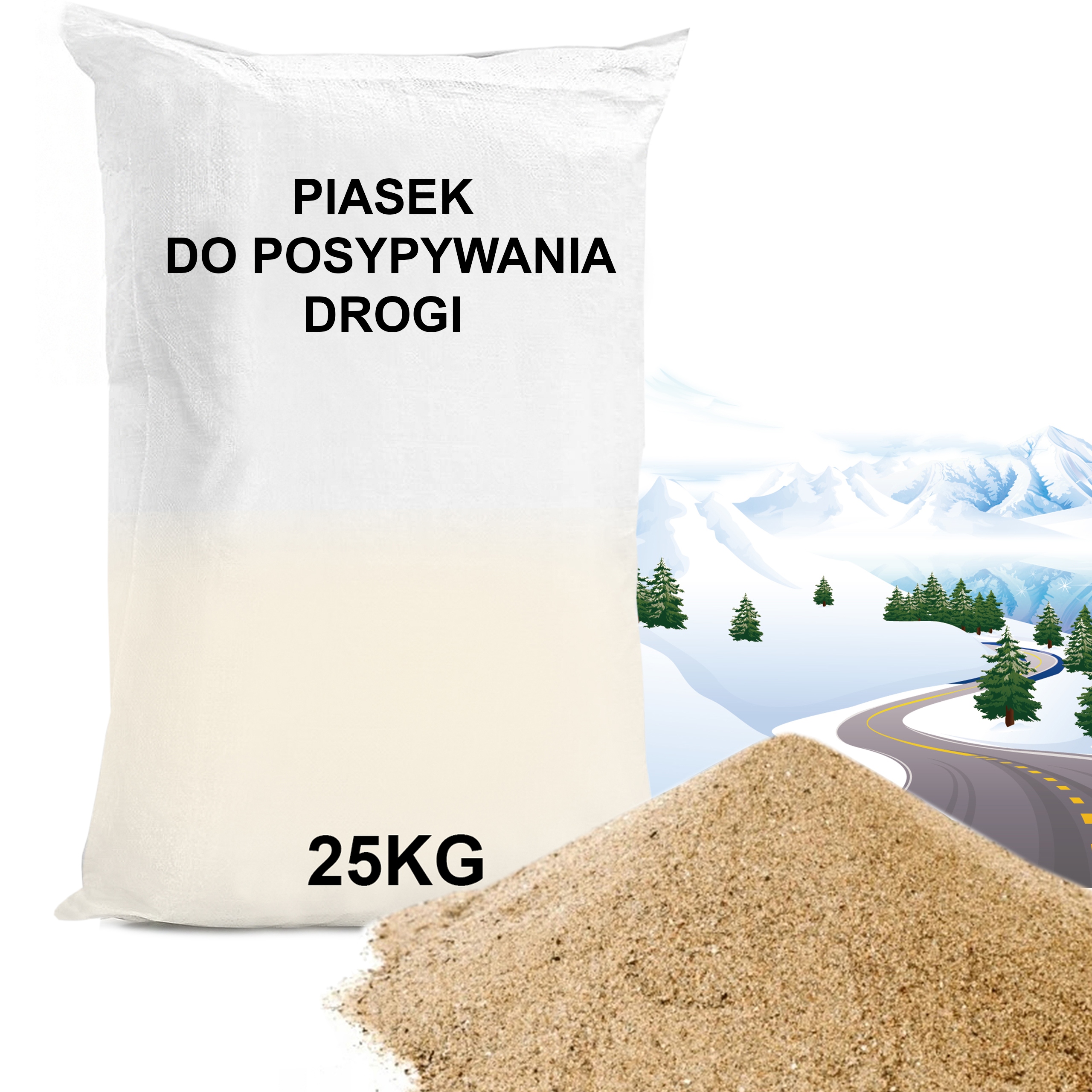 

Piasek do Posypywania Dróg, Ulic, Zimą Worek 25KG