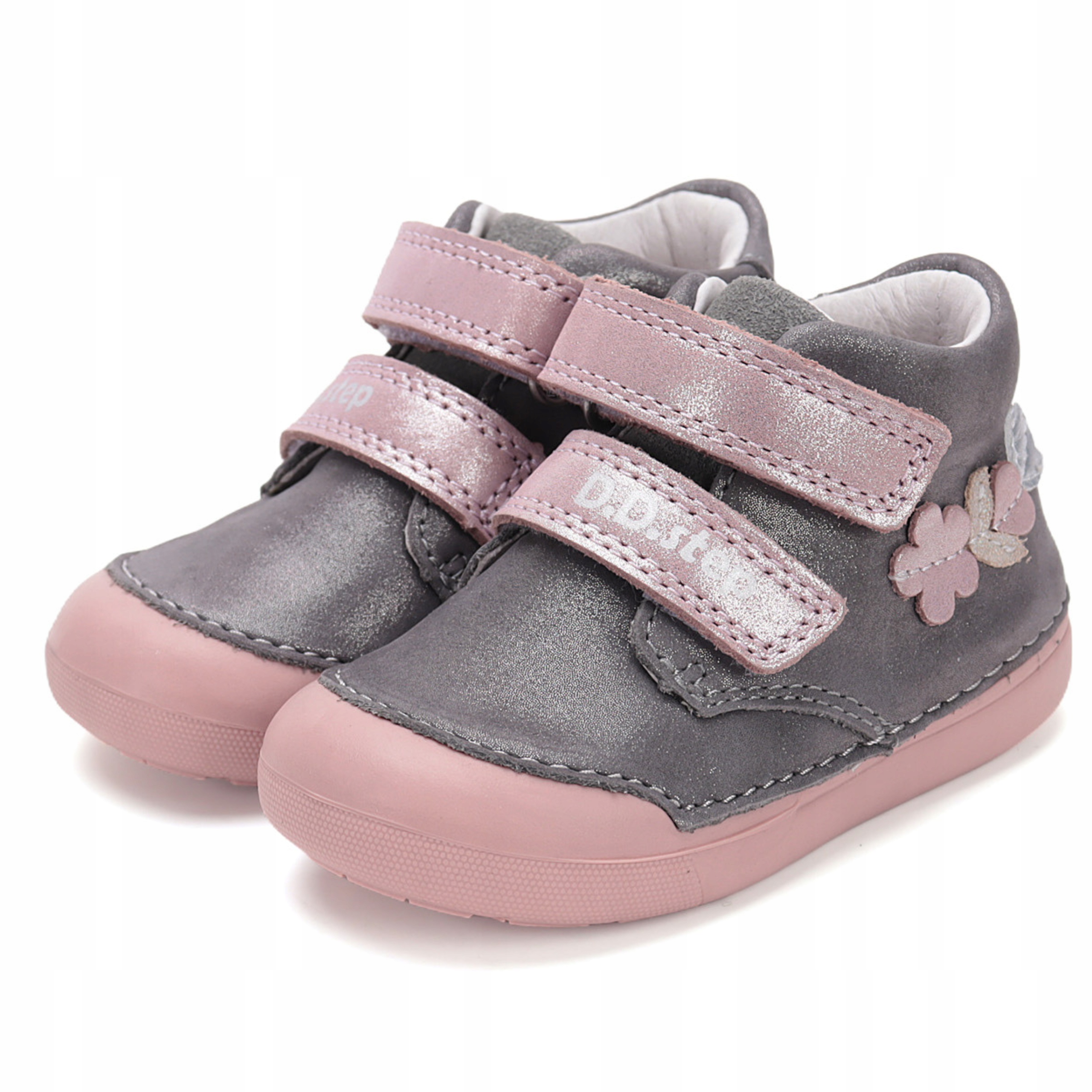 D.D Step S066-52737B Buty Trzewiki Dziecięce Skórzane Rzepy Dark Grey R 20