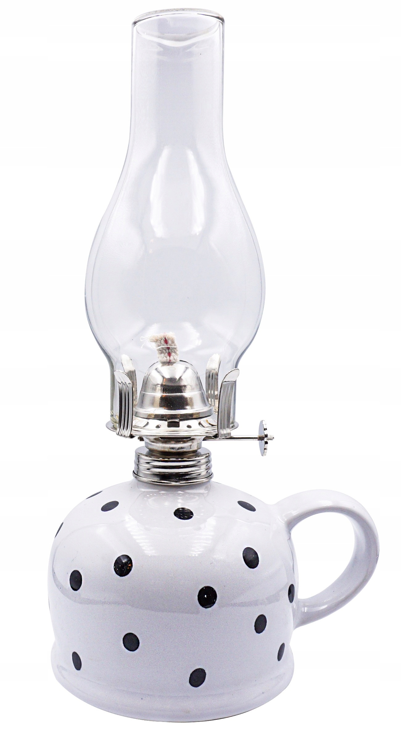 STYLOWA CERAMICZNA LAMPA NAFTOWA Z KNOTEM 520ml.