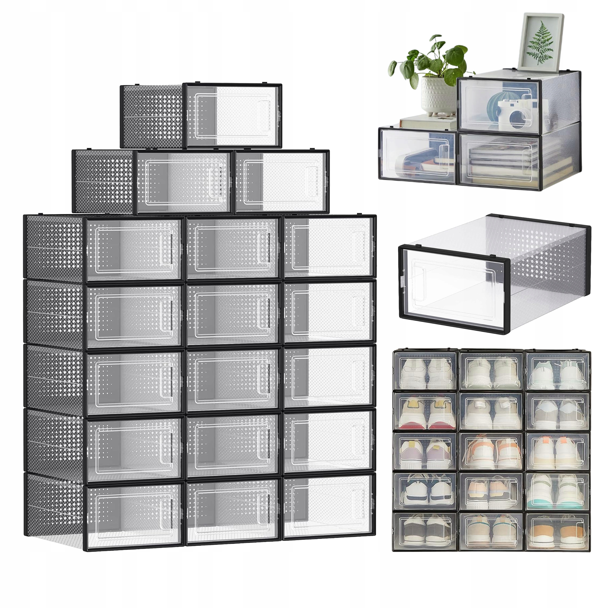 ORGANIZER POJEMNIK NA BUTY PUDEŁKA PRZEZROCZYSTE DO PRZECHOWYWANIA DUŻE x18