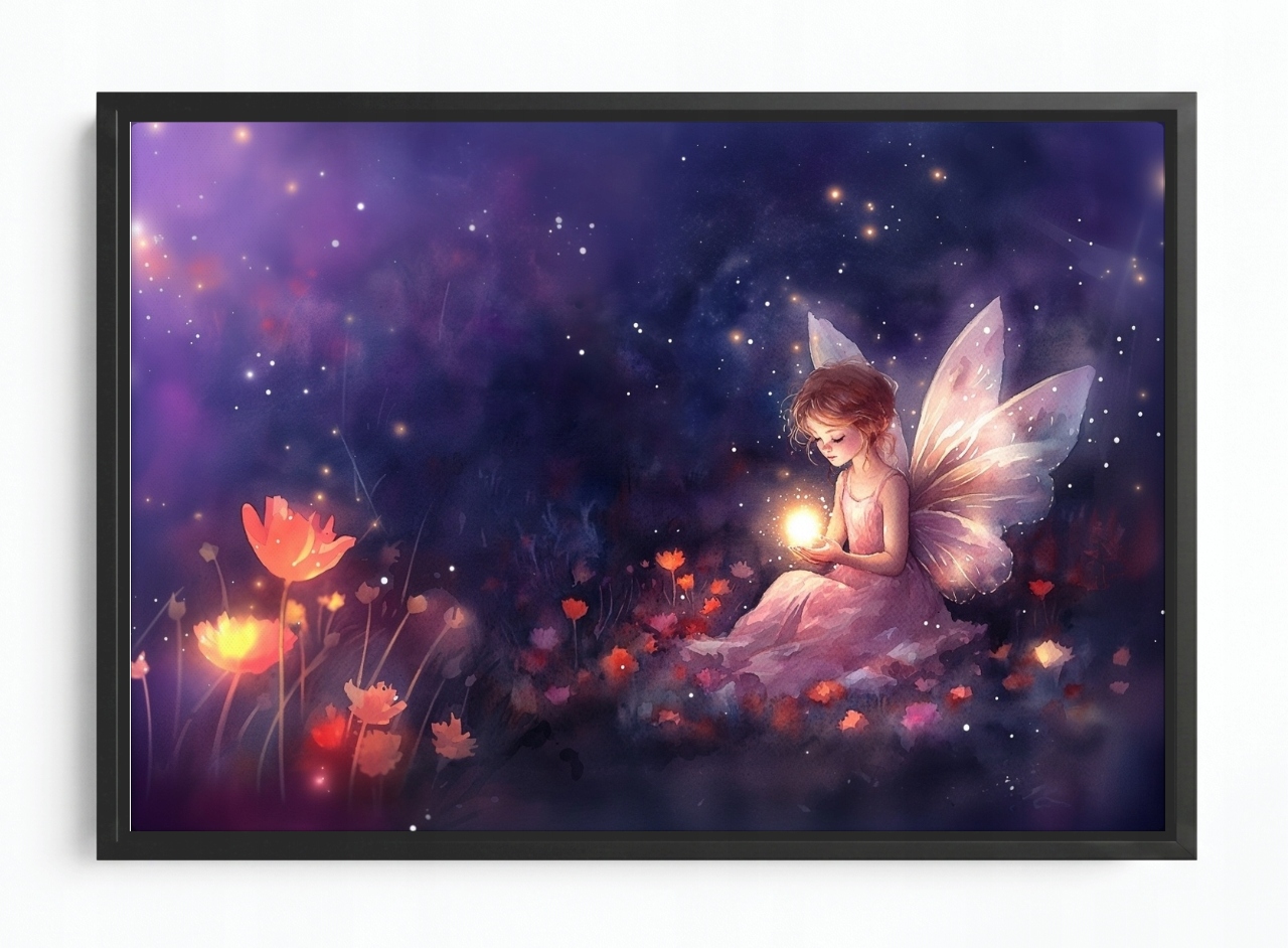 Obraz Rám Americký Box Děti Dívka Víla Motýl Květiny Kouzla 120x80