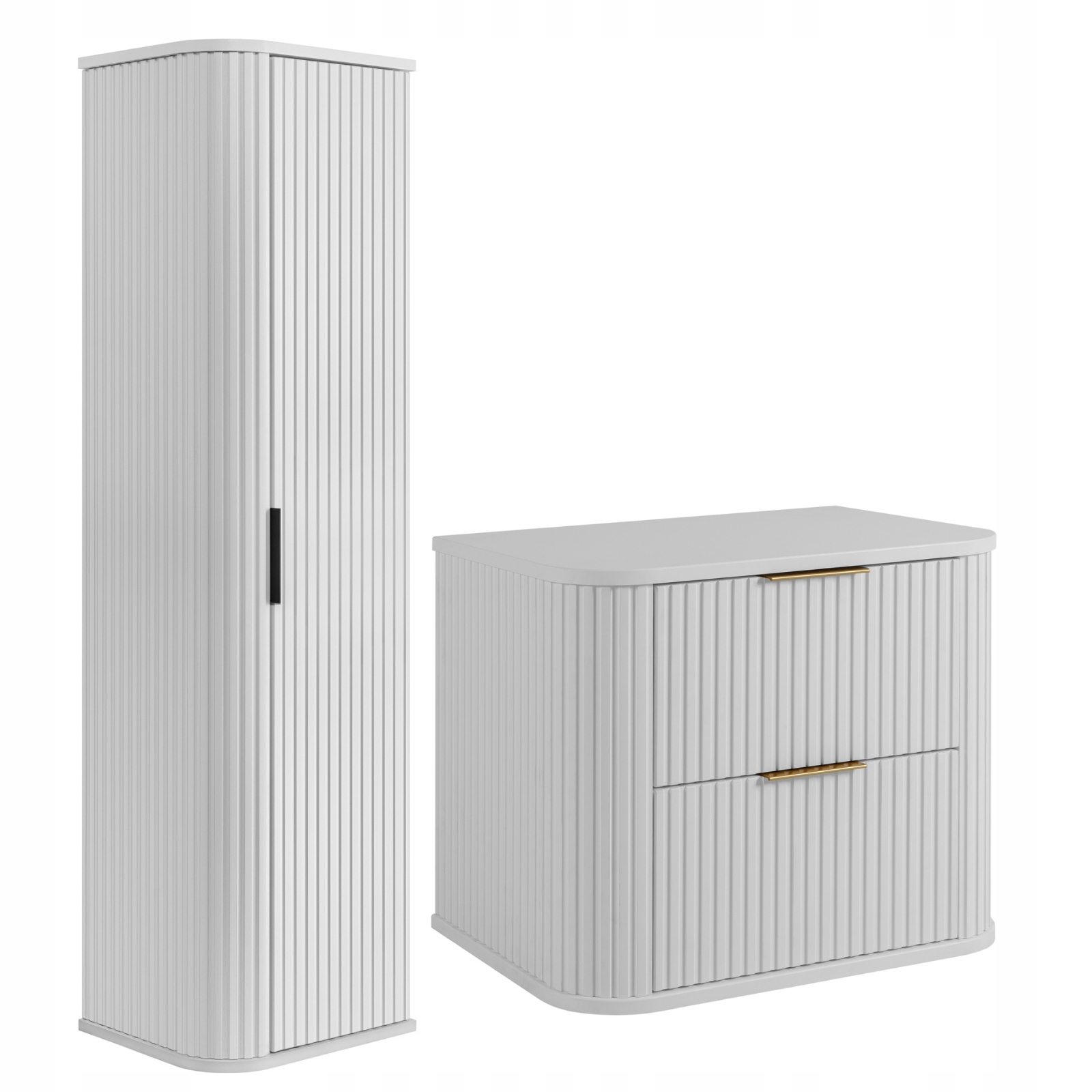 Závěsná koupelnová skříňka Sada 60,4 sloupků Bílá Rýhovaná čela Mdf