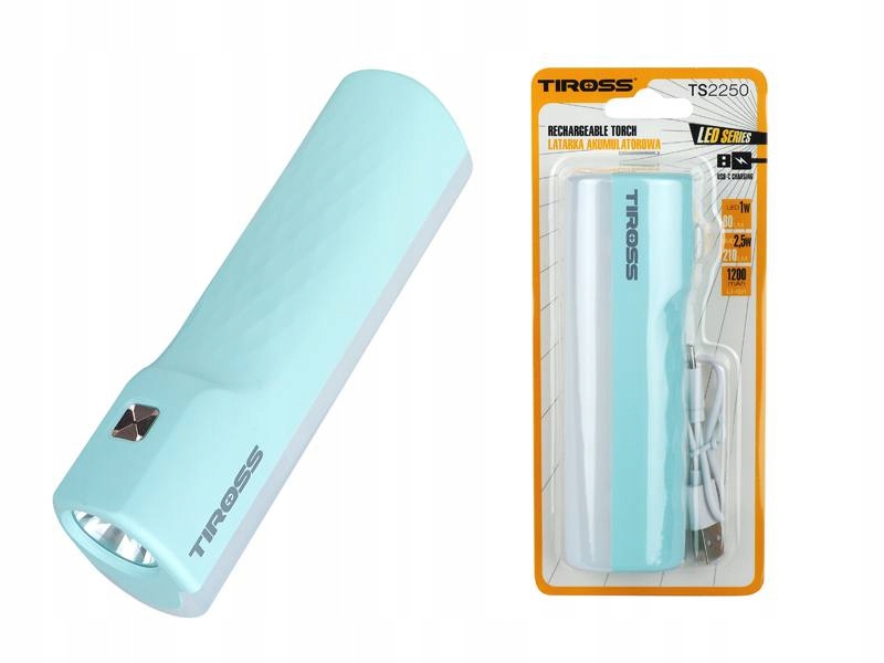 LATARKA LED AKUMULATOROWA MAŁA LAMPKA DIODOWA 1200 mAh + KABEL USB-C